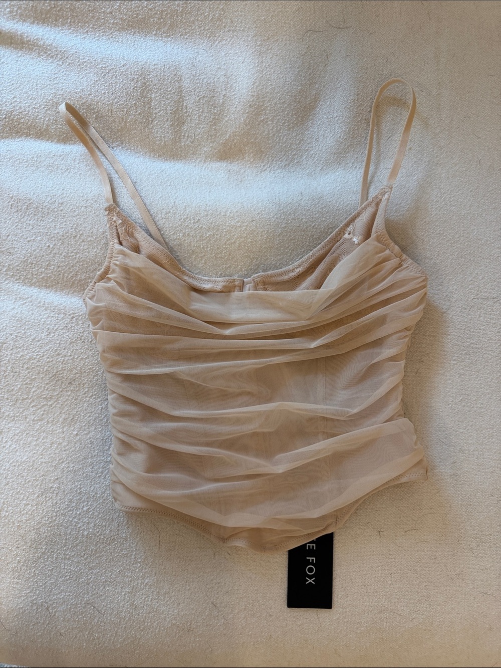 Nude Ruched Mesh corset top